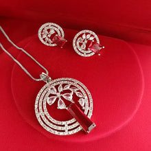 Floral American Diamond Stud Pendant set