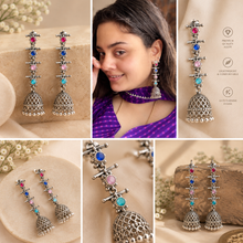 Pooja Silver Oxidised Earrings