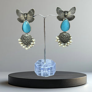 German Silver Monalisa Stone Earrings