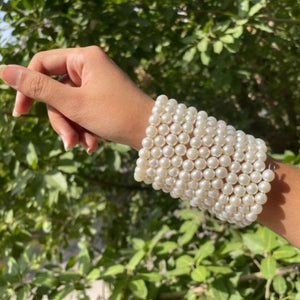 Pearl Spiral Cuff - white