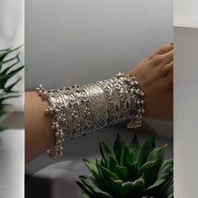 Radha Rhodium Plated Oxidized Brass Handcuff