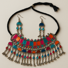 Afghani Meenakari oxidised choker Set