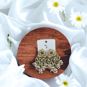 Pakistani Kundan Earrings - Green