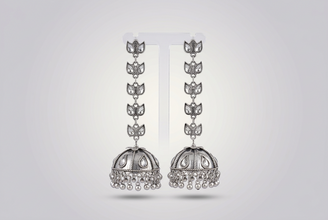 Pooja Silver Oxidised Earrings
