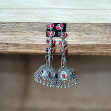 Pooja Silver Oxidised Earrings