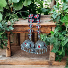 Pooja Silver Oxidised Earrings