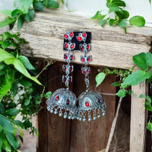 Pooja Silver Oxidised Earrings