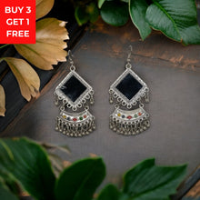 Multicolor Silver Oxidised Jhumka