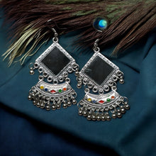 Multicolor Silver Oxidised Jhumka