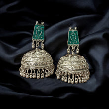 Ethnic Oxidised Silver Jhumka Earrings