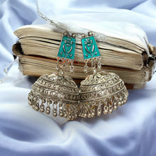 Ethnic Oxidised Silver Jhumka Earrings
