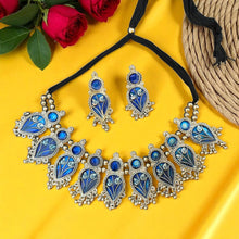 Saanjh Afghani Silver Oxidised Choker Set