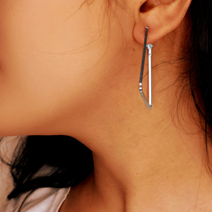 Triangle Silver Hoop Earrings