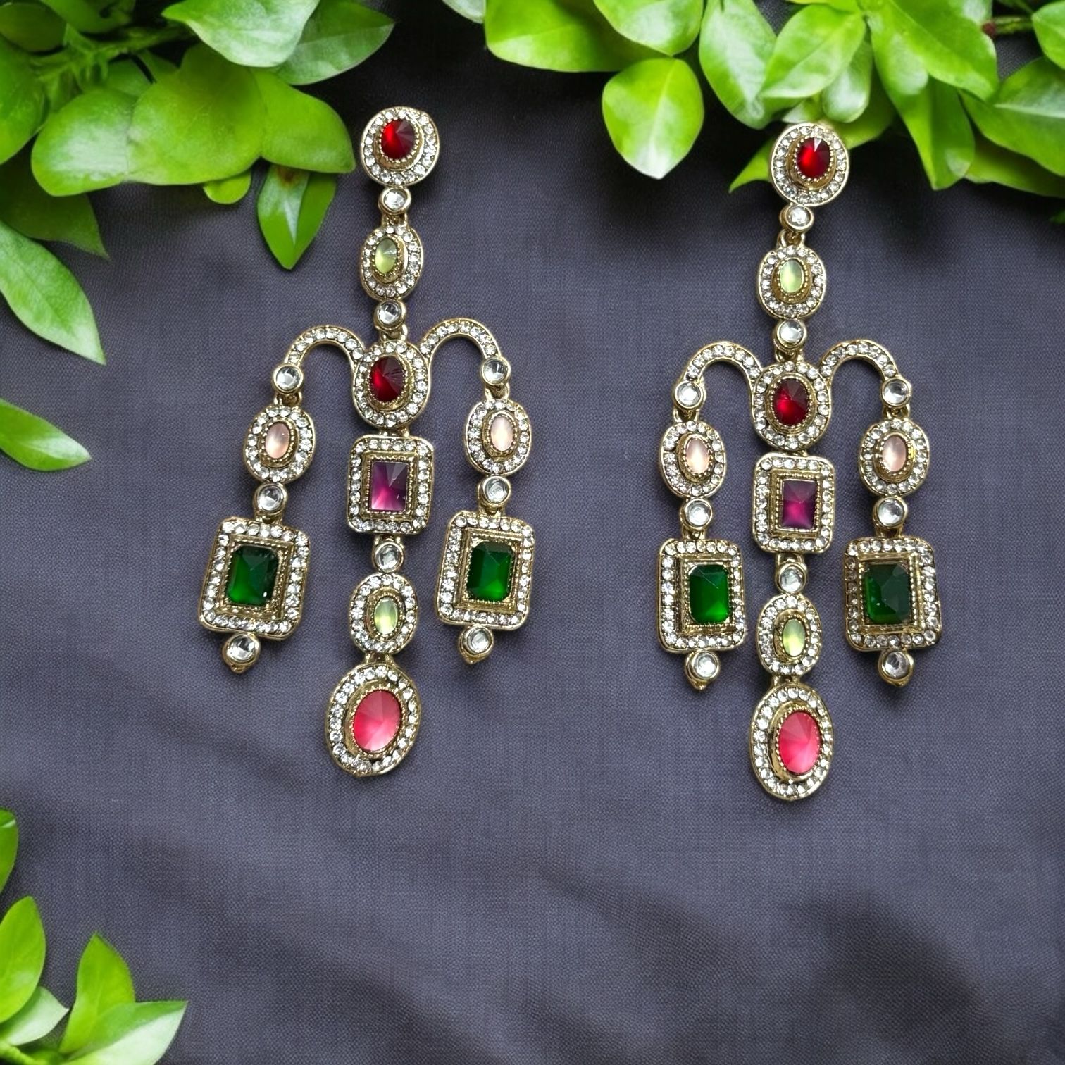 Zirconia Multicolor Dangler Earrings