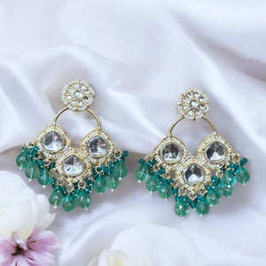 Crystal Kundan Chandbali Earrings