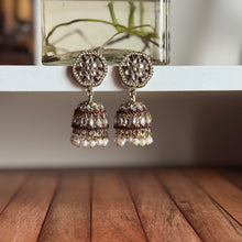 Elegant Gold-Plated Jhumkas with Pearls