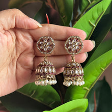 Elegant Gold-Plated Jhumkas with Pearls