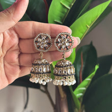 Elegant Gold-Plated Jhumkas with Pearls