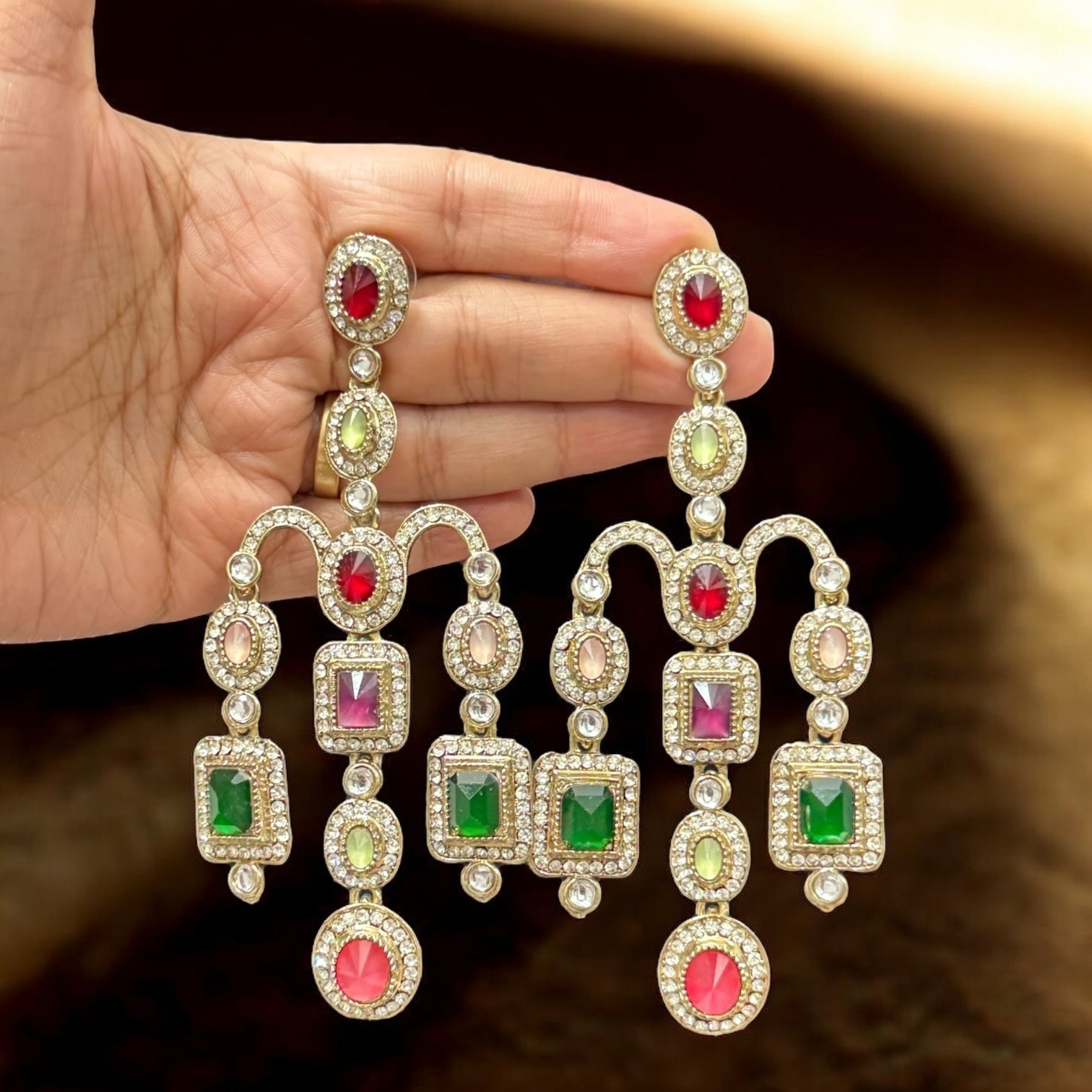 Zirconia Multicolor Dangler Earrings
