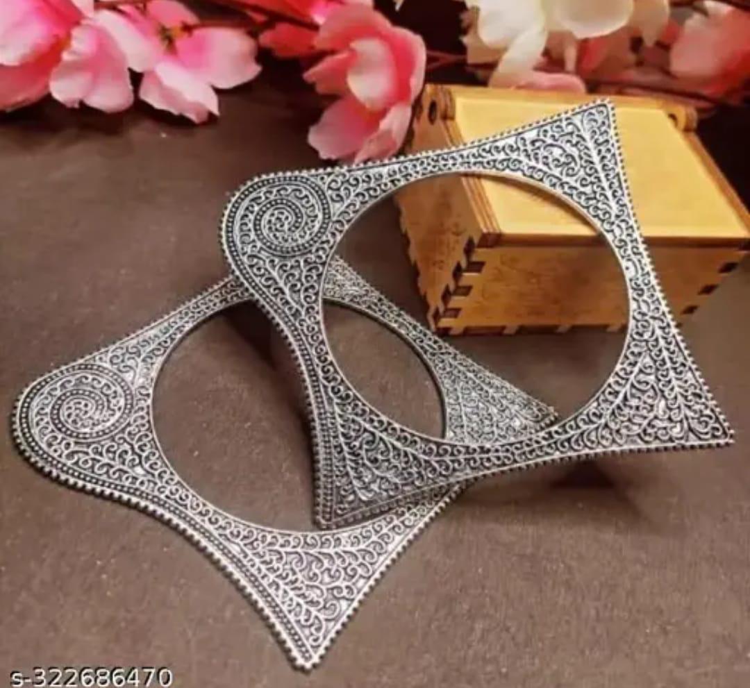Charvi German Silver Oxidised Square Kada