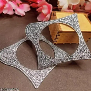Charvi German Silver Oxidised Square Kada