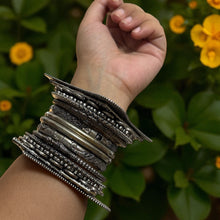 Dharvi Set Of 8 Silver Oxidised Bangles