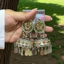 Vamika Multicolor Silver Oxidised Jhumka