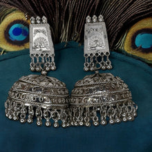 Ethnic Oxidised Silver Jhumka Earrings