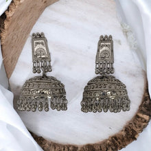 Ethnic Oxidised Silver Jhumka Earrings