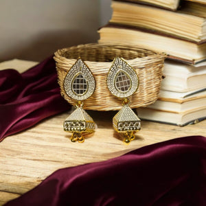 White copper Jhumka earrings