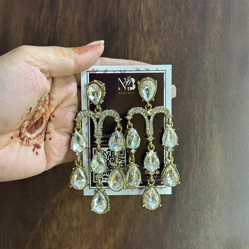 Avya American Diamond Crystal Drop Earrings