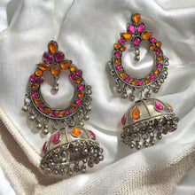 Ethnic Silver oxidised Big Jhumka