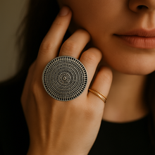 Adiva Tribal Silver oxidised Ring