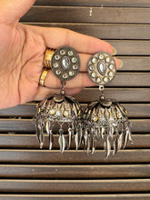 Saya Silver oxidised Ethnic Jhumka