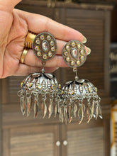 Saya Silver oxidised Ethnic Jhumka