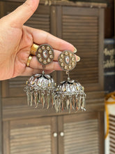 Saya Silver oxidised Ethnic Jhumka
