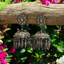 Saya Silver oxidised Ethnic Jhumka