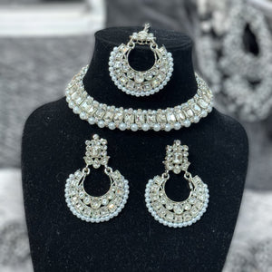 Meera White Choker necklace Set