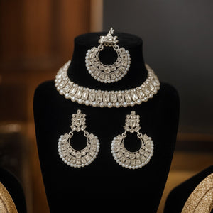 Meera White Choker necklace Set
