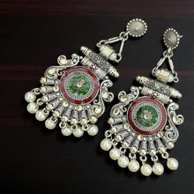 Alpana Meenawork Silver Oxidised Earrings