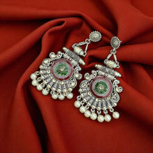 Alpana Meenawork Silver Oxidised Earrings