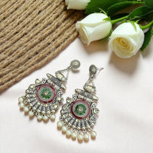 Alpana Meenawork Silver Oxidised Earrings