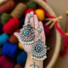 Alpana Meenawork Silver Oxidised Earrings