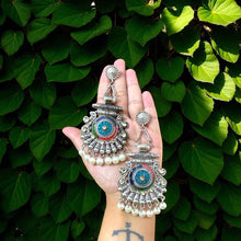 Alpana Meenawork Silver Oxidised Earrings