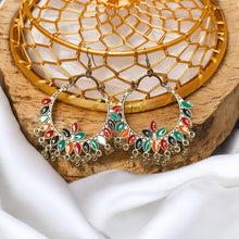 Multicolor Meena work oxidised earrings