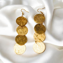 Gold plated round dangle earrings