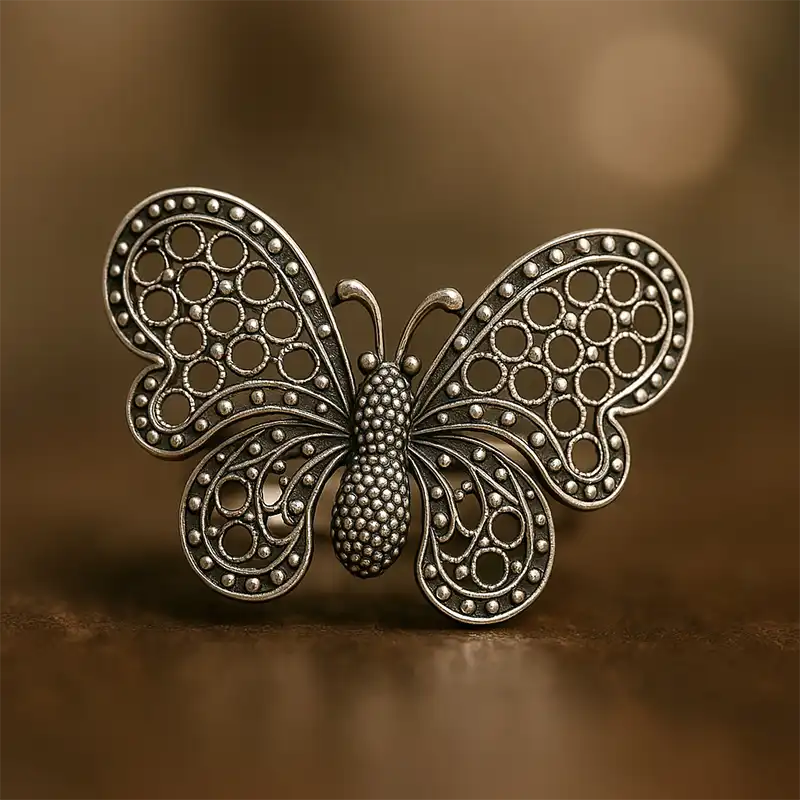 Butterfly Silver Oxidised Ring